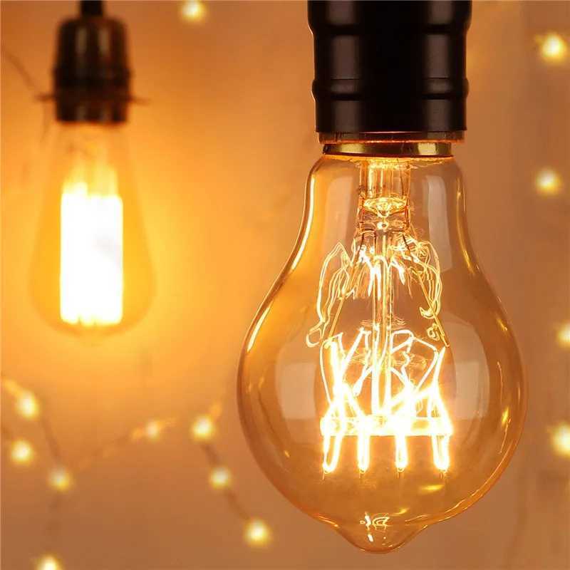 10pcs Dimmable 60W Retro 40W E27 A60 Warm White Color A19 Incandescent Vintage Edison Light Bulb filament Light AC220-240V H260310