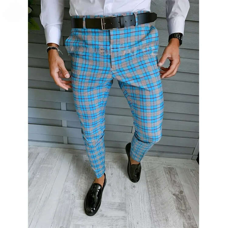Men's Pants Fashion Summer Designer mens casual sportswear fitness party wedding Long pants Slim Business Groom Wedding Dress Pant Home Casual Me