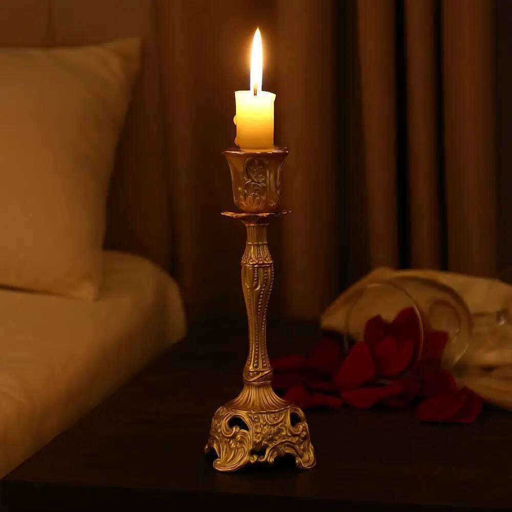 Home Ornament Taper Candle Holder European Style Romantic Retro Single-Headed Dinner Candlestick Banquet H260310