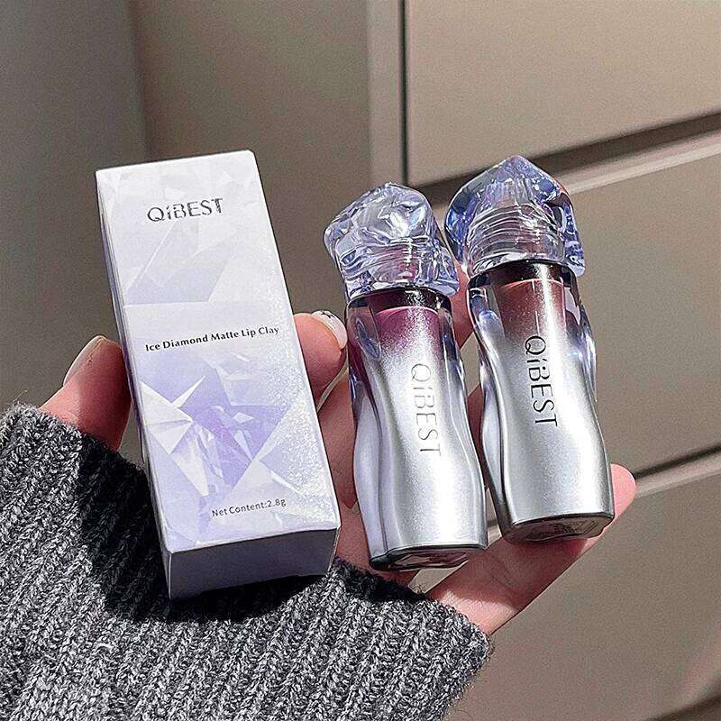 QIBEST Ice Diamond Matte Mud Soft Fog Brown Stain Lipgloss Waterproof Lipstick Easy To Wear Makeup Lip Tint Korean Cosmetics Z260310