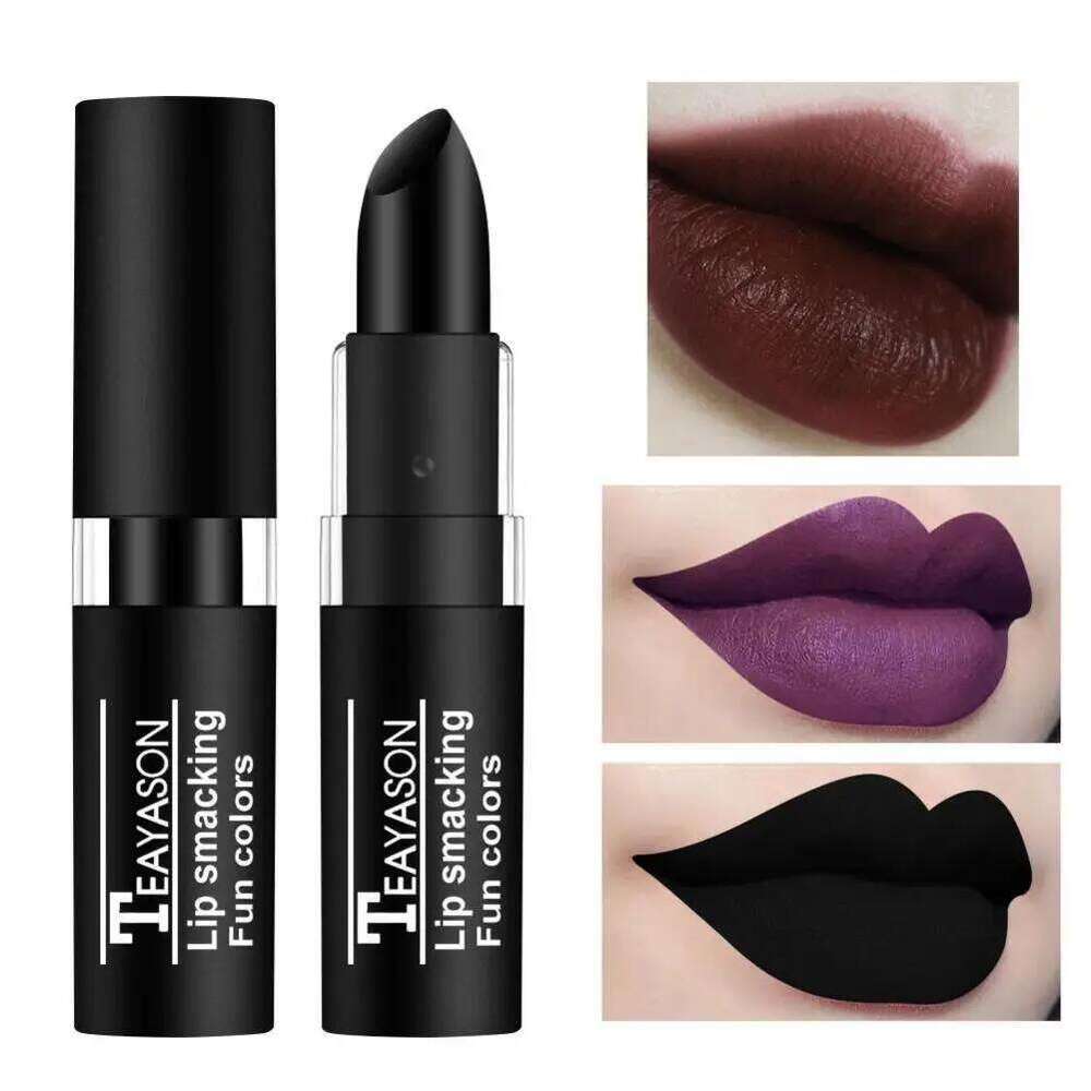 2025 HOT Waterproof Velvet Matte Black White Lasting Pigment Green Purple Lipstick Christmas Halloween Party Lip Makeup Z260310