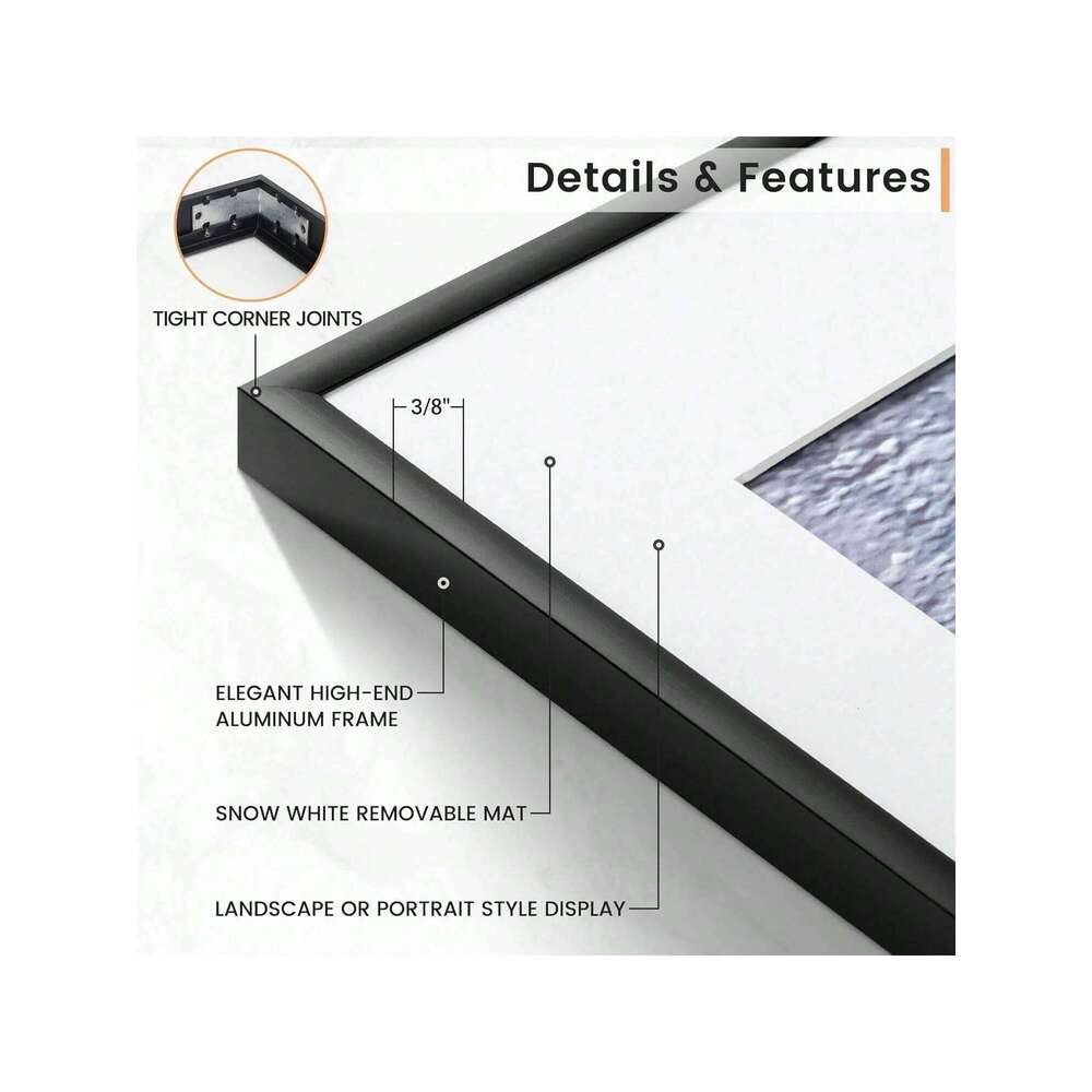 3pcs 11x14 Inch Aluminum Picture Frames with Mat 8x10 Photos, Black Wall Frame for Canvas Poster Artwork Home Decor H260310 - view 3