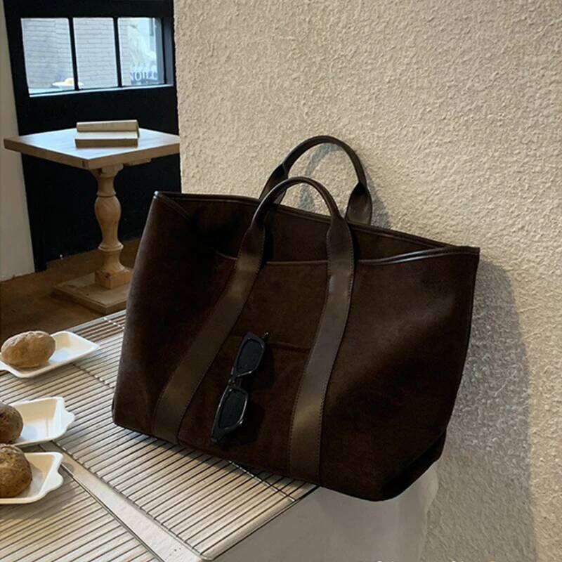 Vintage Suede Large Capacity Handbag Simple All-match Fashion Tote Bags Design Casual Top Handle Shoulder Bag For Women XJ260310