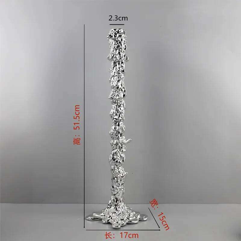 Modern Minimalist Electroplated Silver Resin Candle Holder, Centerpiece of Living Room Dining Table, Home Decoration Ornament H260310