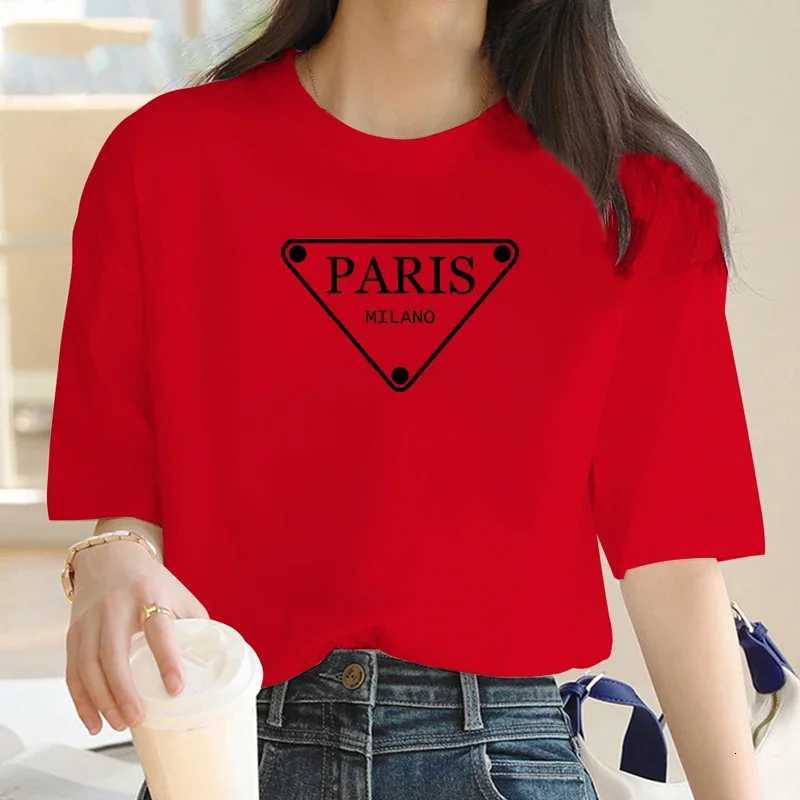 Luxury Brand Fashion Triangular Parisian alphabet Printed Crew Neck Clothing Short Sleeve T-Shirt Trend Womens Summer Y2K TopT260310
