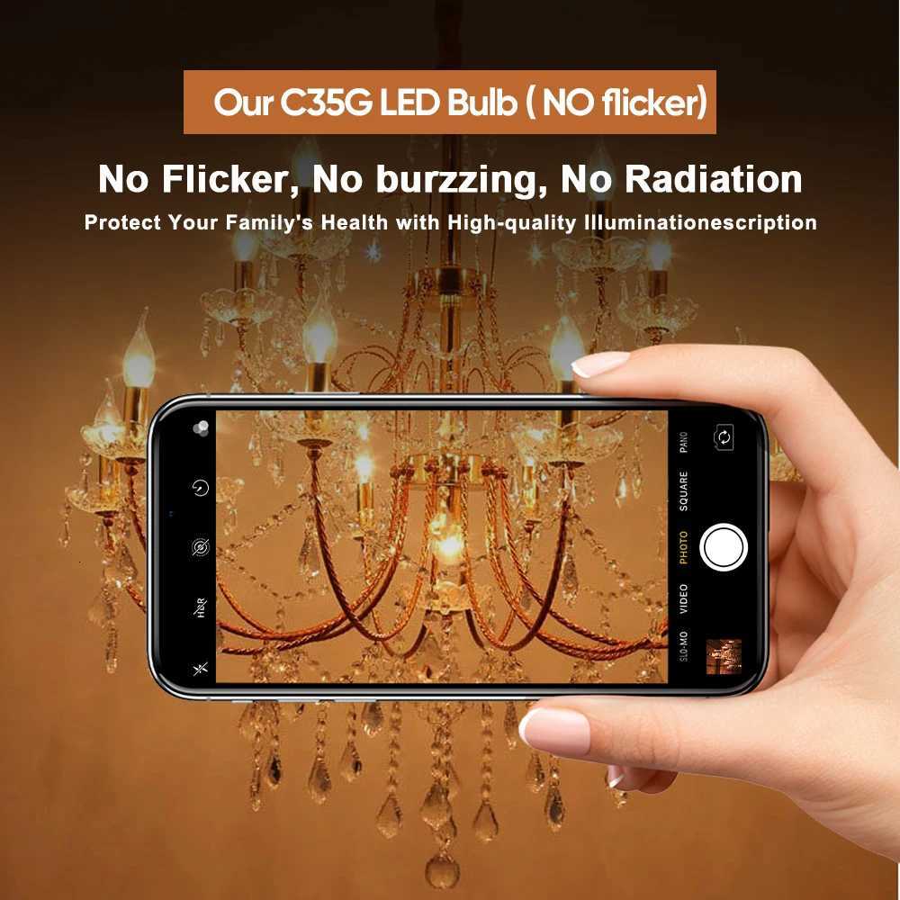 10Pcs Candle Lamp C35 E14 Led Dimmable 4W 220V 110V E12 2200K Warm White Indoor Vintage Chandelier Replaceable Light Bulb Decor H260310