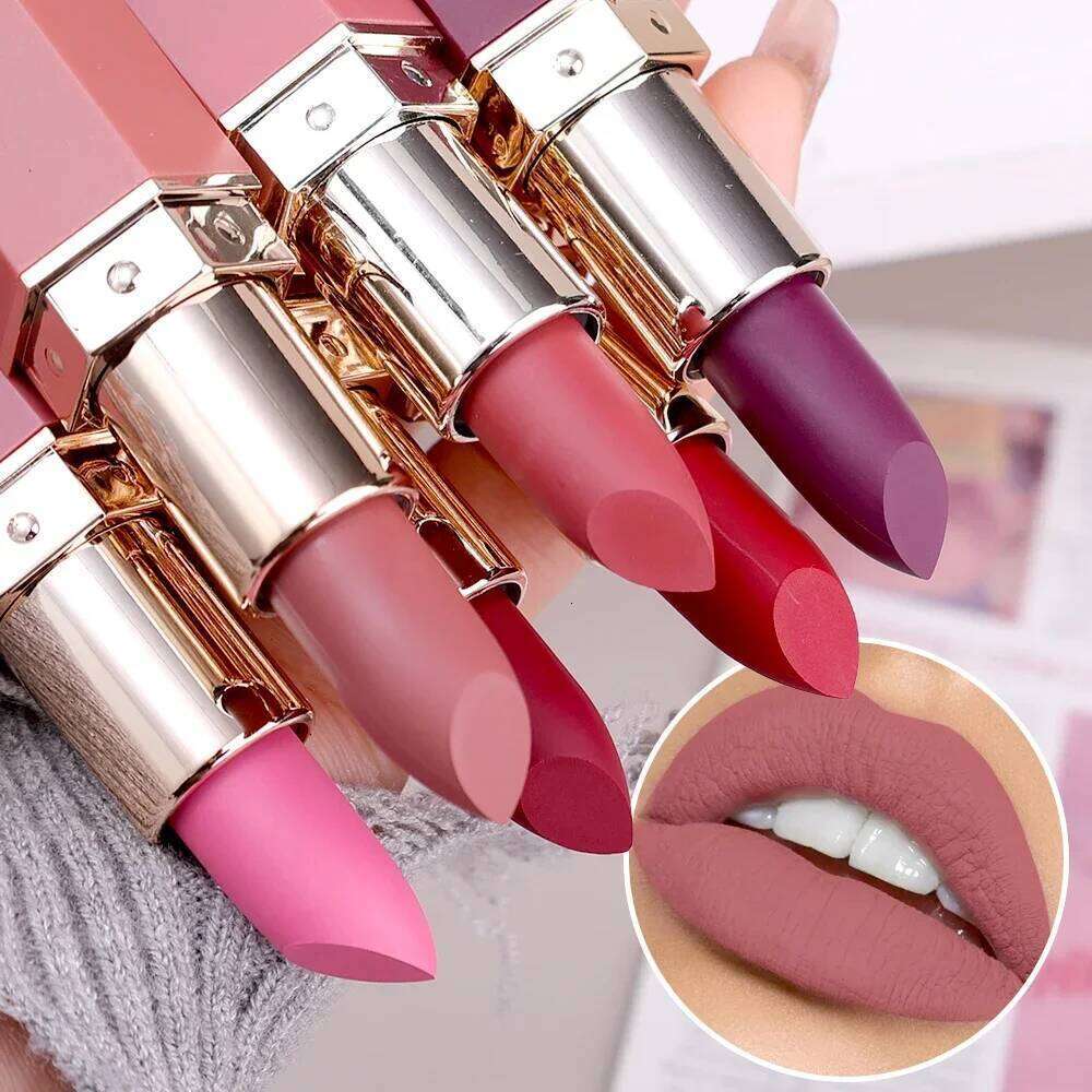 Nude Velvet Matte Lasting Waterproof Color Rendering Non-stick Cup Lipstick Lips Liner Pencil Korean Makeup Cosmetics Z260310