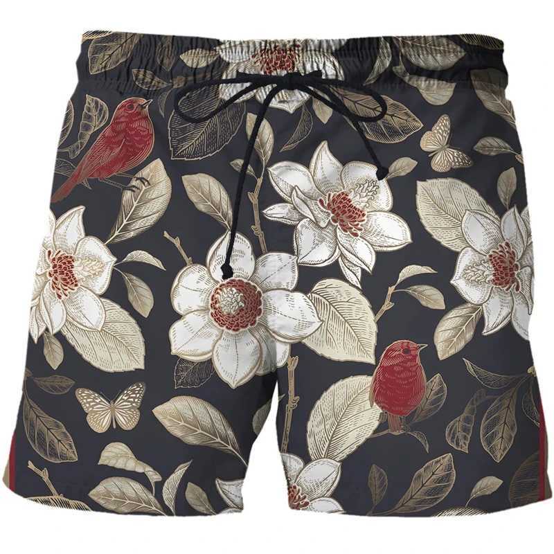 Retro Animal 3d Printed Shorts For Men Bird Snake Flower Street Short Beach Pants Summer Fashion Leisure Trend Short Trousers N260310