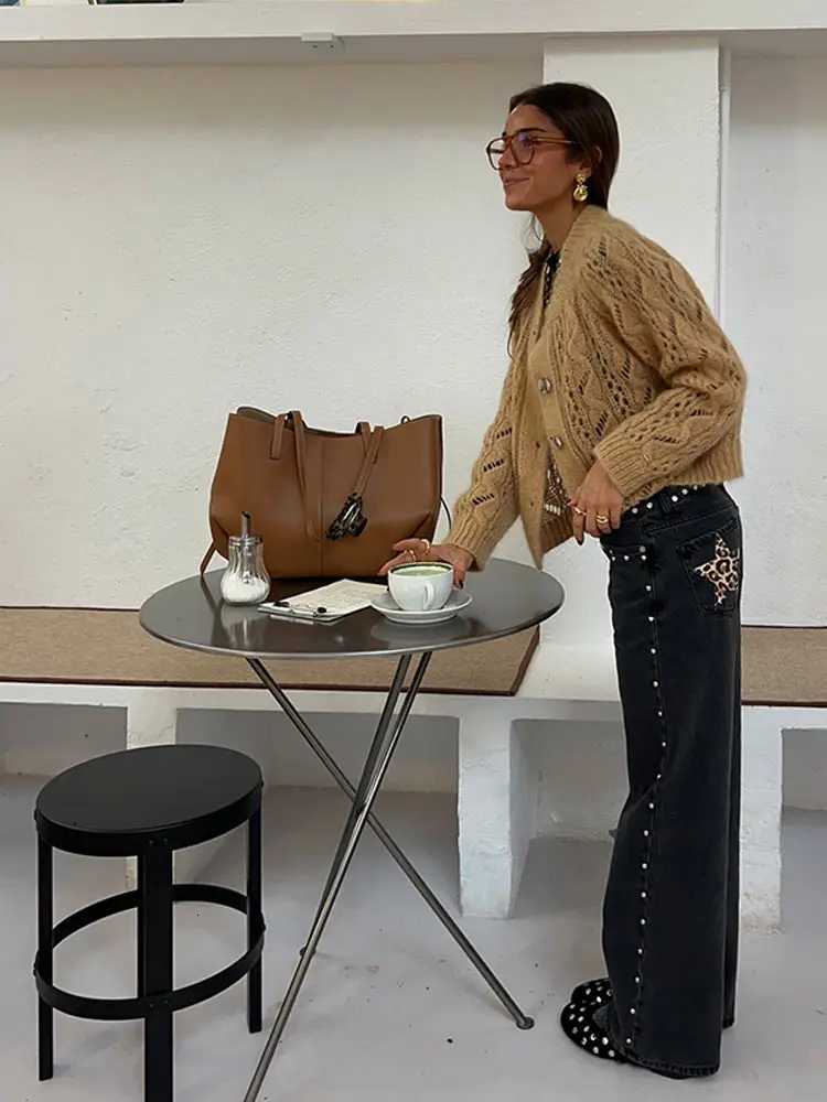 Street Patchwork Jeans Women High Waist Wide Leg Floor-length Denim Pants Female 2025 Spring Summer Chic Casual Loose Pant LadyT260310