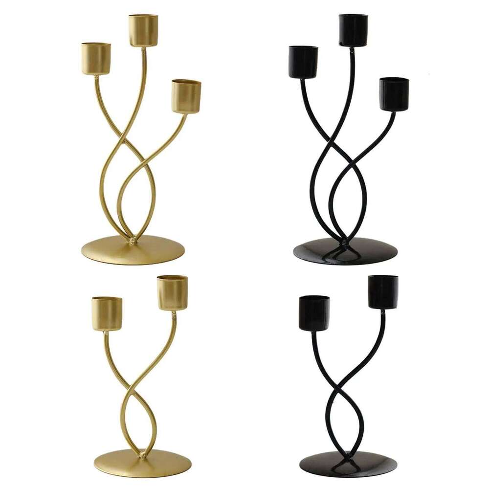 Metal Candle Elegant Vintage Candlestick Holder Table Centerpiece for Mantel Living Room Anniversary Festival Banquet H260310