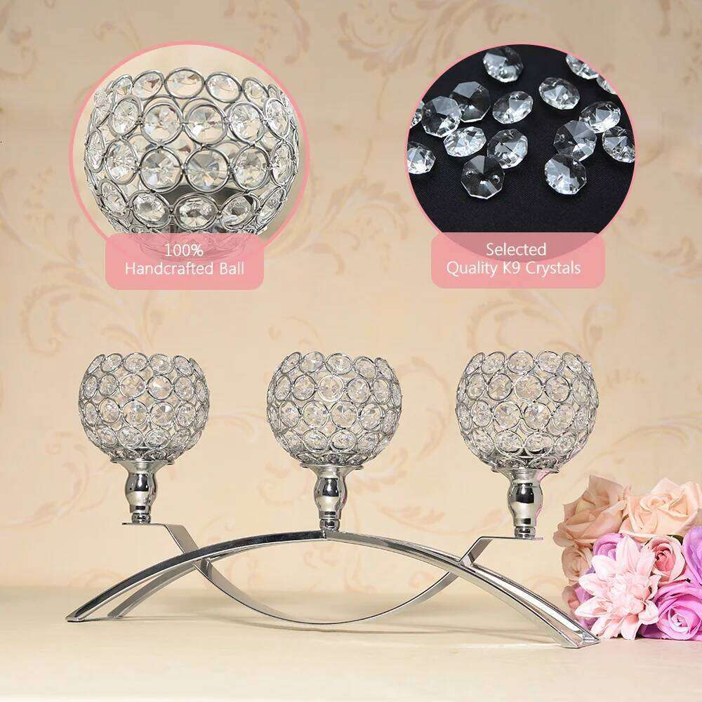 Crystal Candle Holders Home Decoration, Table Candelabra, Centerpieces for Living Room, Wedding Party, Christmas, 3 Arms H260310