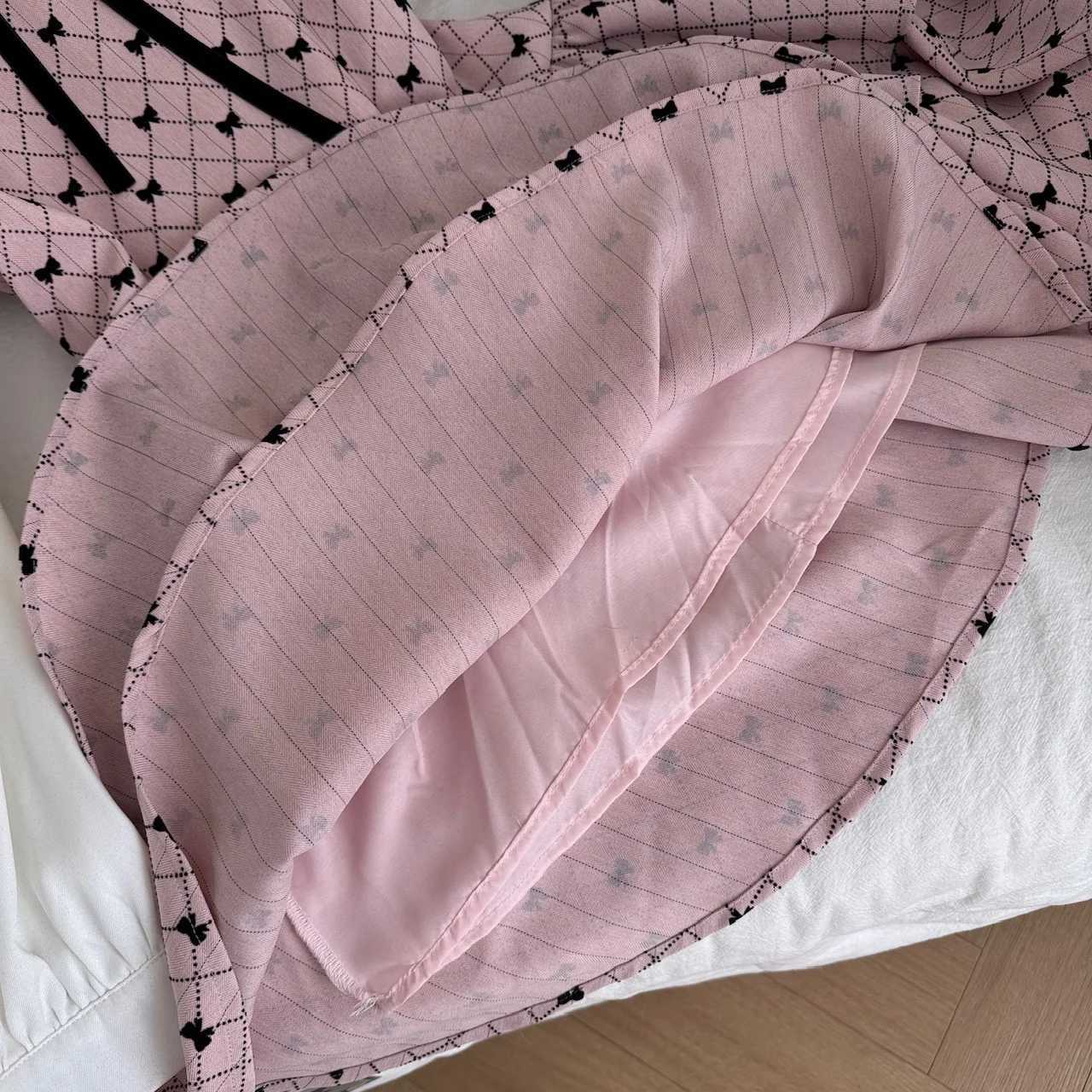 French Sweet Cute High Waist Slimming Long Sleeve Butterfly Knot Puffy Fairy Skirt Womens Fake Two Pieces Short Dress F482T260310