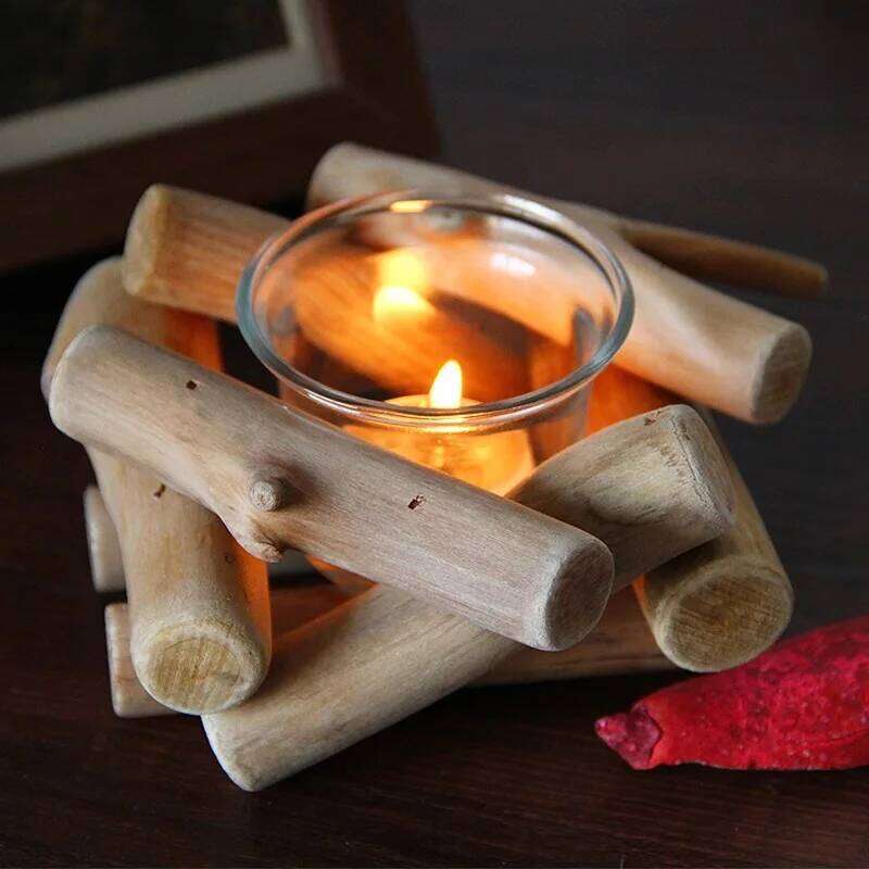 Rustic And Romantic Wooden Delicate Christmas Vintage Candle Holder for DIY New Year Party Wedding Home Decor Craft Gift H260310