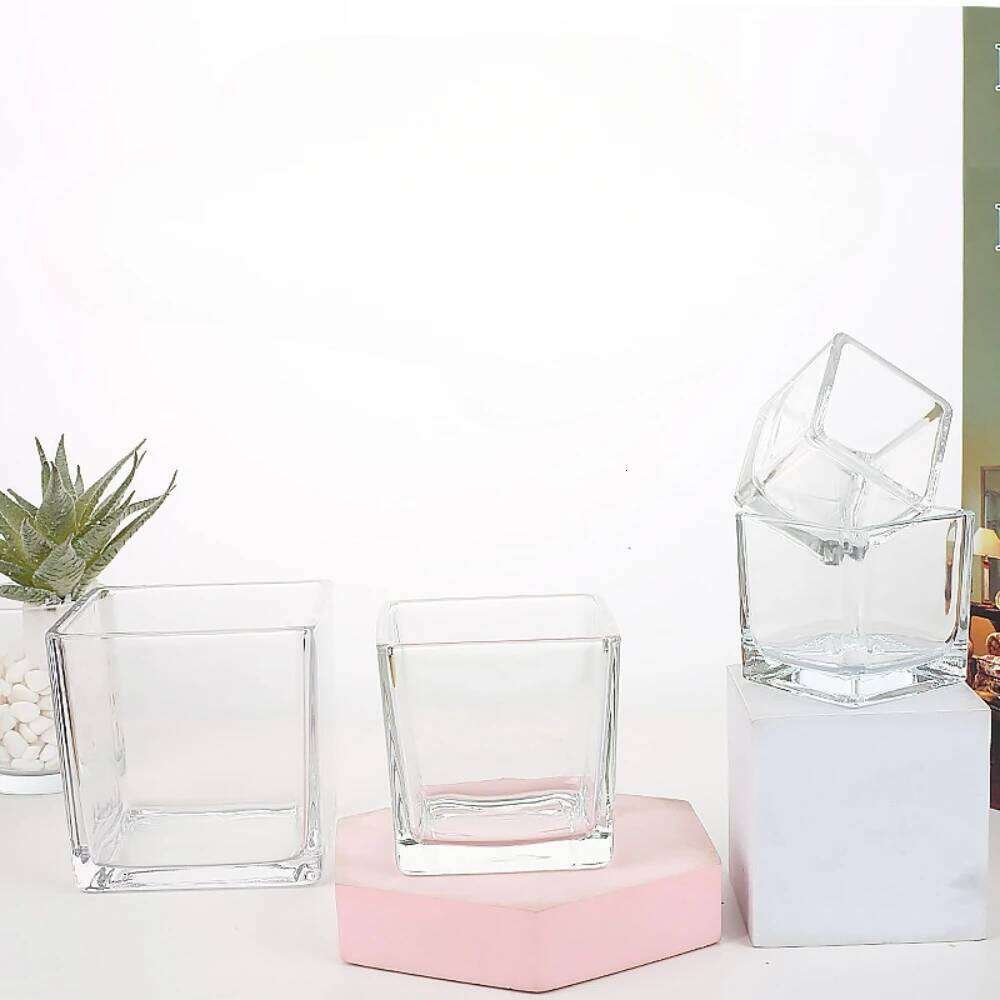 Geometry Square Candlestick Incense Making Candles Jar Supplies Transparent Glass Home Bedroom Desktop Decor DIY Tea Cup Gifts H260310