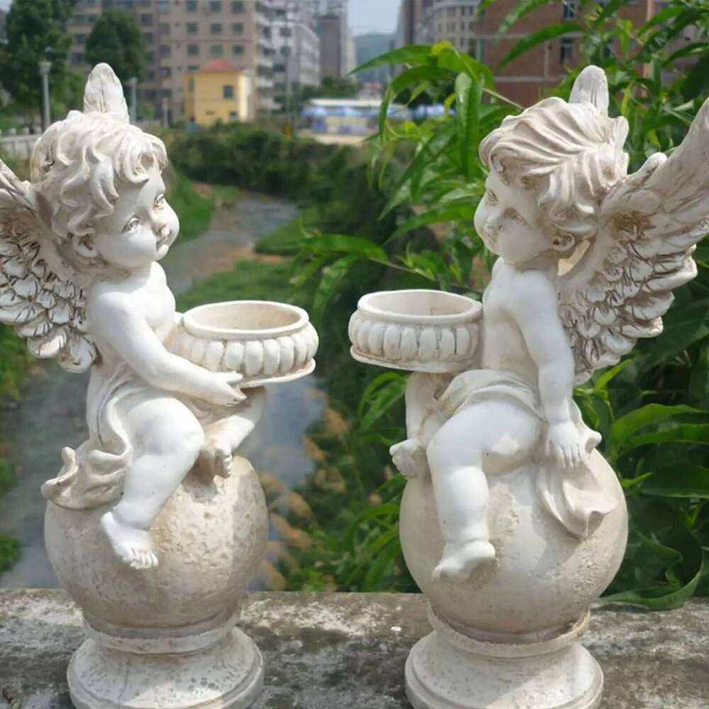 Angel Statue Tea Light Cherub Sculpture Without Candle Tealight Holder for Condolence Love Bereavement Gift H260310
