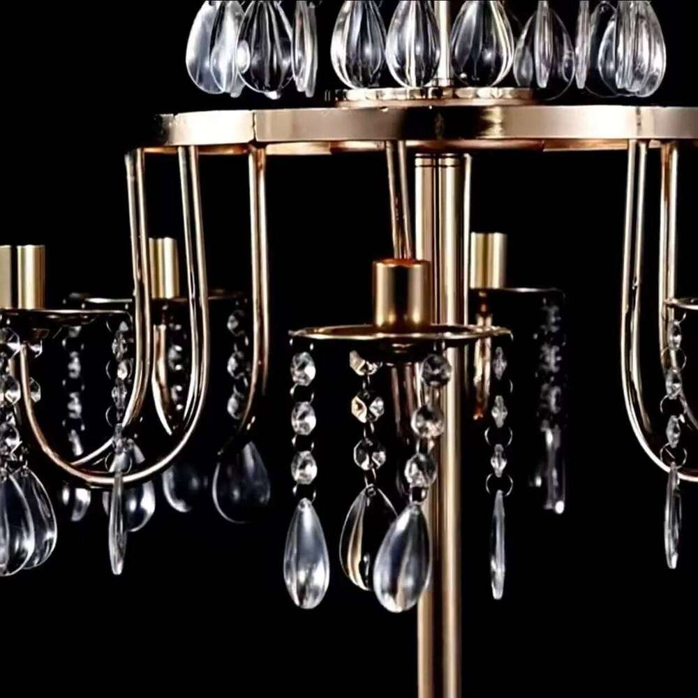 Wedding 4Pcs Gold 8 Heads Metal Candelabra - Crystal Decor Candle Holders for Table Centerpiece Birthday Party Home Decoration H260310