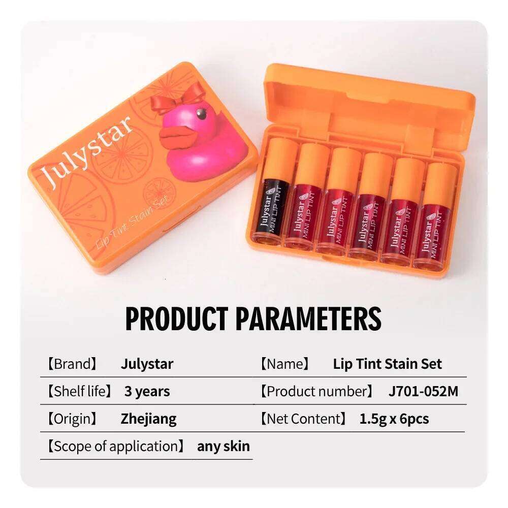 New 6 Color/Sets Velvet Liquid Lipstick Tint Glaze,Plumps/Nourishes Lips,Non-Sticky Nourishing Lipsticks Lip Gloss Skin Care Z260310