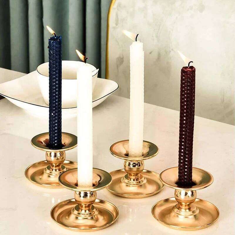 Iron Round Craft Holder Creative Simple Romantic Cup Table Decoration Rod Wax Socket Base Candle Tray H260310
