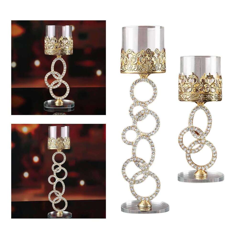 Modern Glass Crystal Candlestick Romantic Creative Decorative Shiny Candle Holders for Desk Restaurant Wedding Bar Home Decor H260310