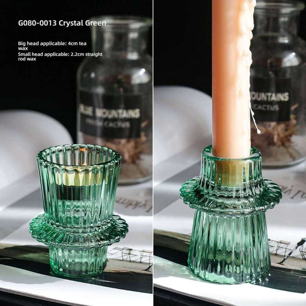 Pillar Tealight Candle Holder Clear Glass for Table Design Candlesticks, Decorative Tabletop Home Dining Centerpiece H260310