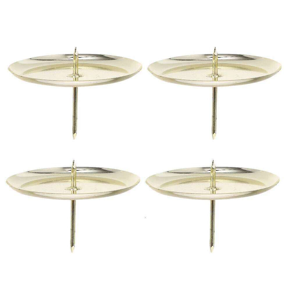 4pcs Glossy Metal Holder Round Pillar Stand for Wedding Home Decor Tea Light Fixing Plate Modern Table Ornament H260310