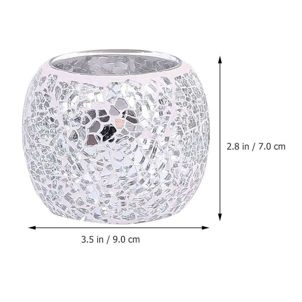 Glass Mosaic Pattern Stand DIY Gift Holder for Festival Decoration Candlestick H260310