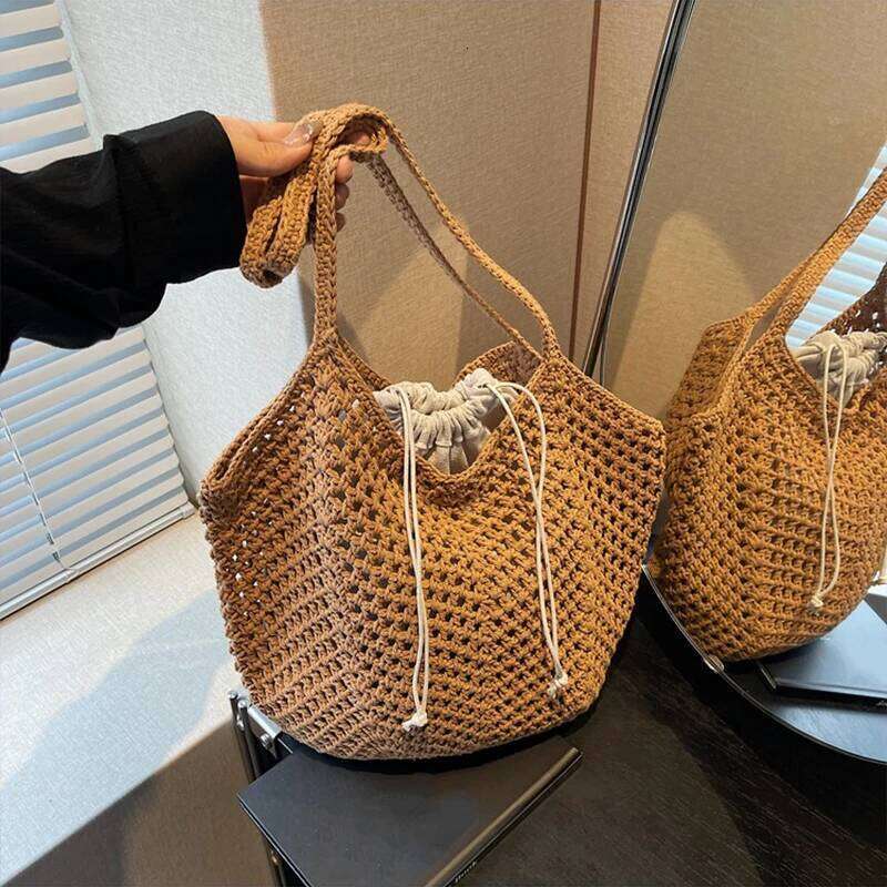 Chic Simple Lady Large Capacity Shoulder Bags Shopping Beach for Women Casual Straw Woven Tote Bag Female Handbag Purses XJ260310