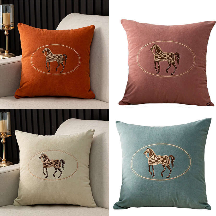 Decorative Square Cushion Chenille Embroidered Soft Plush Pillow for Living Room Couch Home Decor Bedroom Bedding Waist Support Ornament Pillowcase