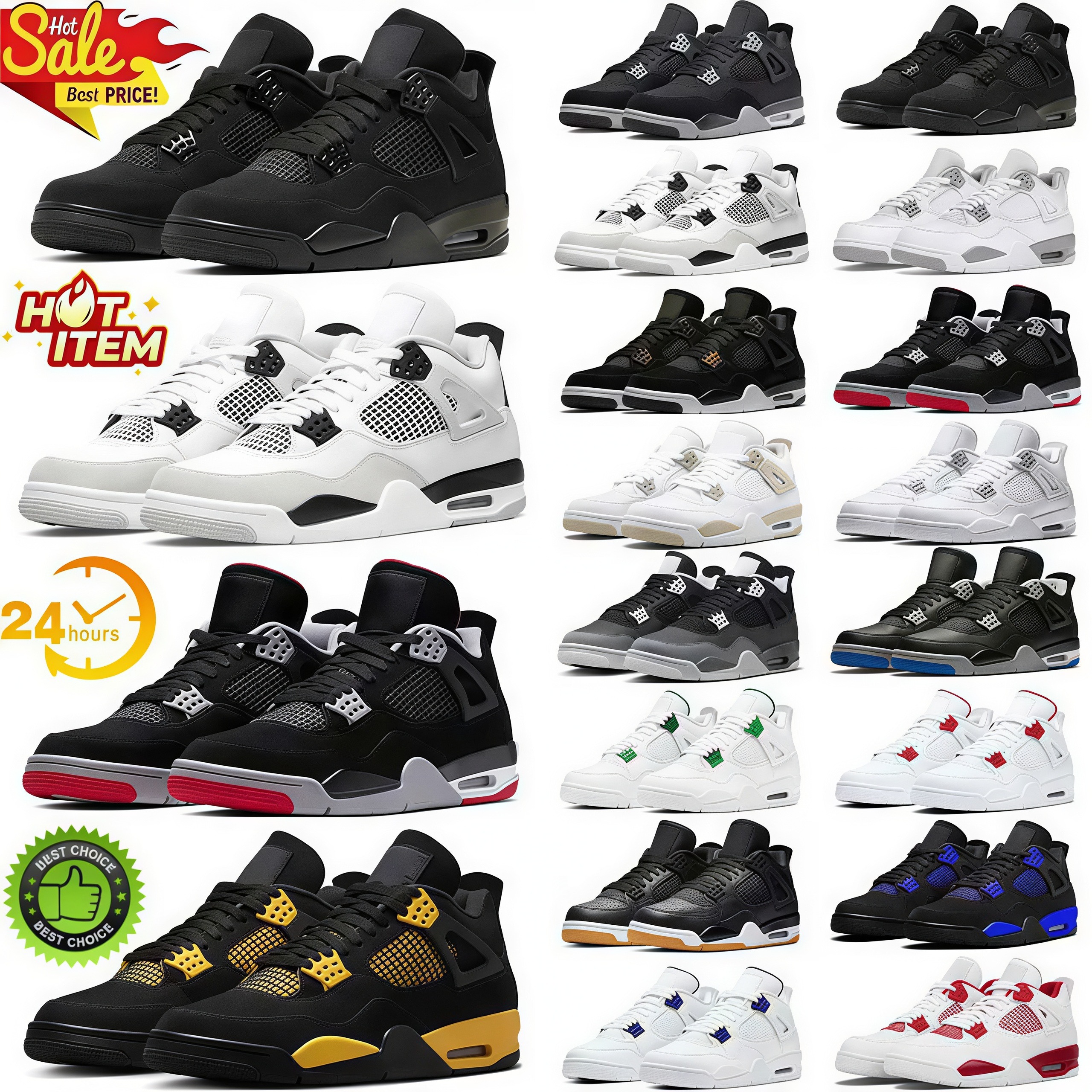 With box Designer 4s basketball shoes for men women Black Cat Military Sail Thunder White Oreo Cool Grey Varsity Red Bred Sneakers Blue University