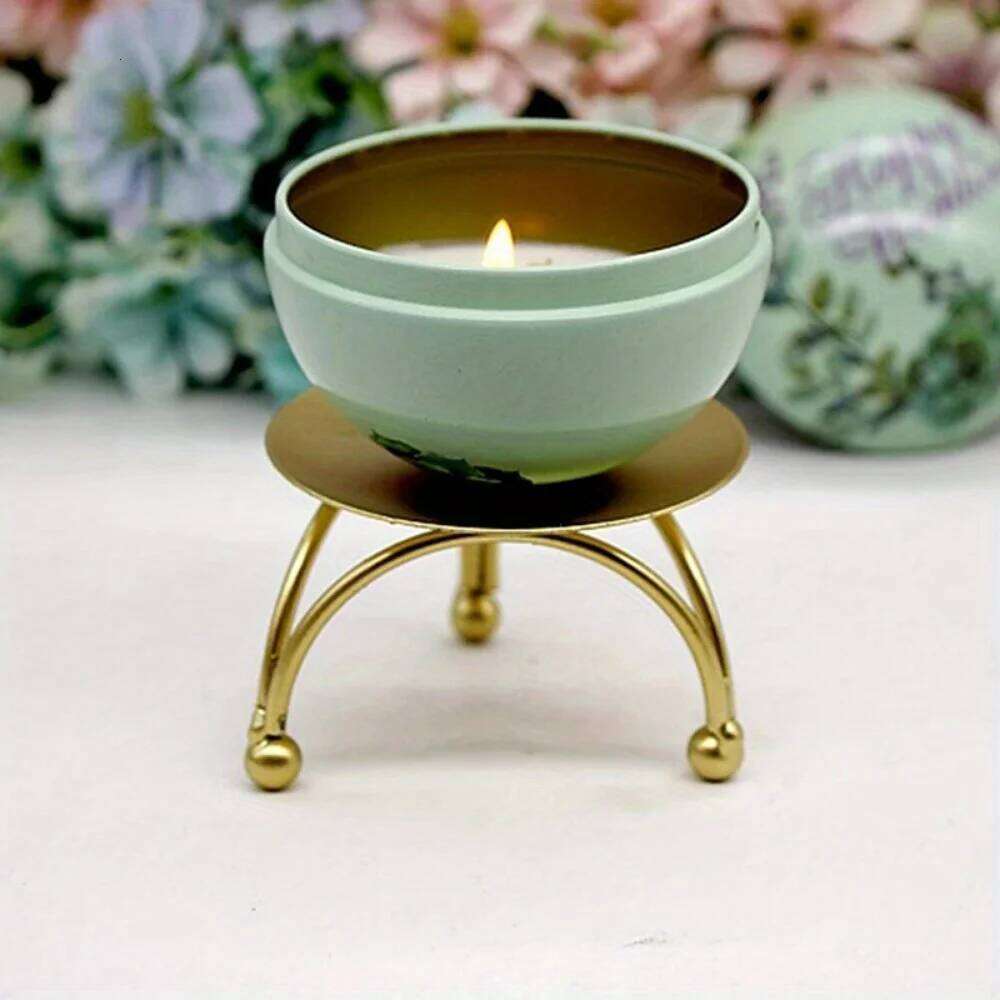 1PC Gift Home Decoration Wedding Ornament Black Gold Candle Holder Wrought Iron Craft Candelabra Round Plate Candlestick H260310