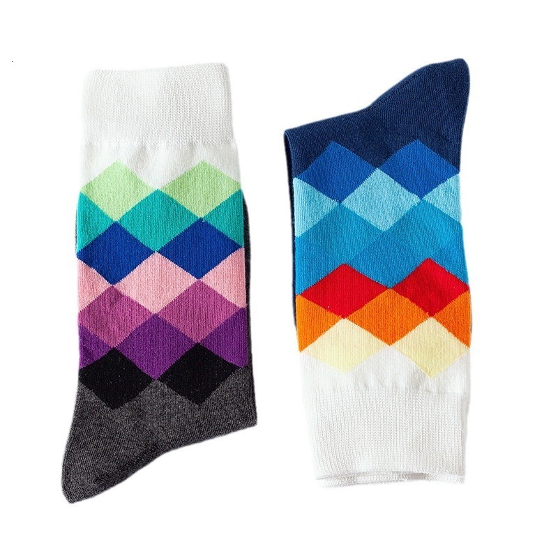 Ins Style MidCalf Socks for Women with Diamond Pattern Fashionable Trendy Unisex Mens Socks y250915