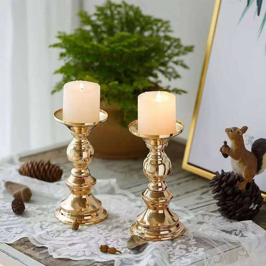 Golden Candle Holders Table Decorations Metal Stand Candlestick For Wedding Birthday Bar Party Xmas Home Decoration H260310
