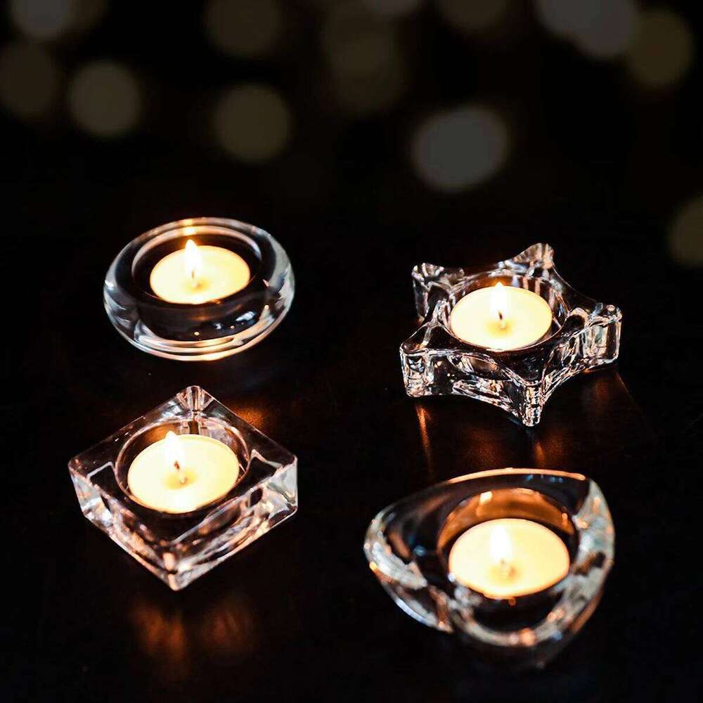 Clear Holder Glass Star Shape Design Table Decor - Transparent Tea Light Candle Stand for Dining Room Wedding Party H260310