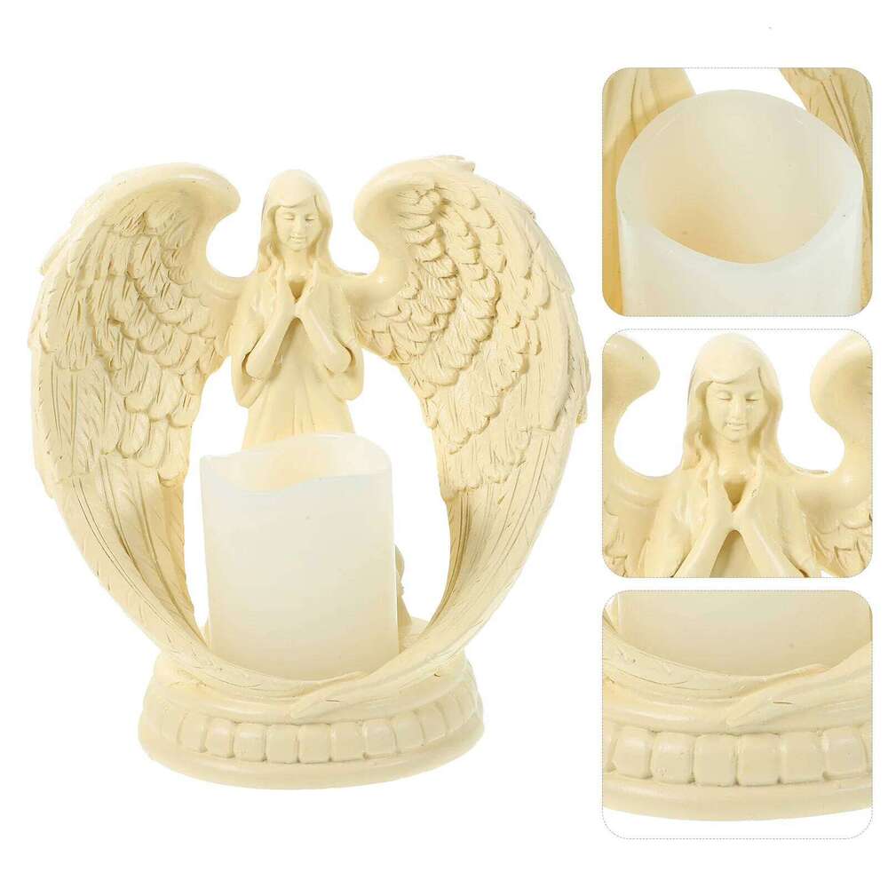 1pc Electronic Candlestick Shape Premium Resin Table Decoration Wedding Party Home Office Mall Decor Angel With H260310