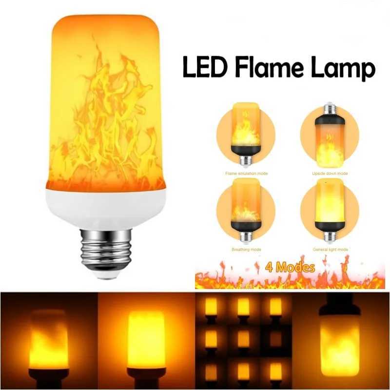 LED E27 Flame Bulb Fire E14 lamp Corn Bulb 4 Modes Party LED Light Dynamic Flame Effect 85v-265v for Home Lighting H260310