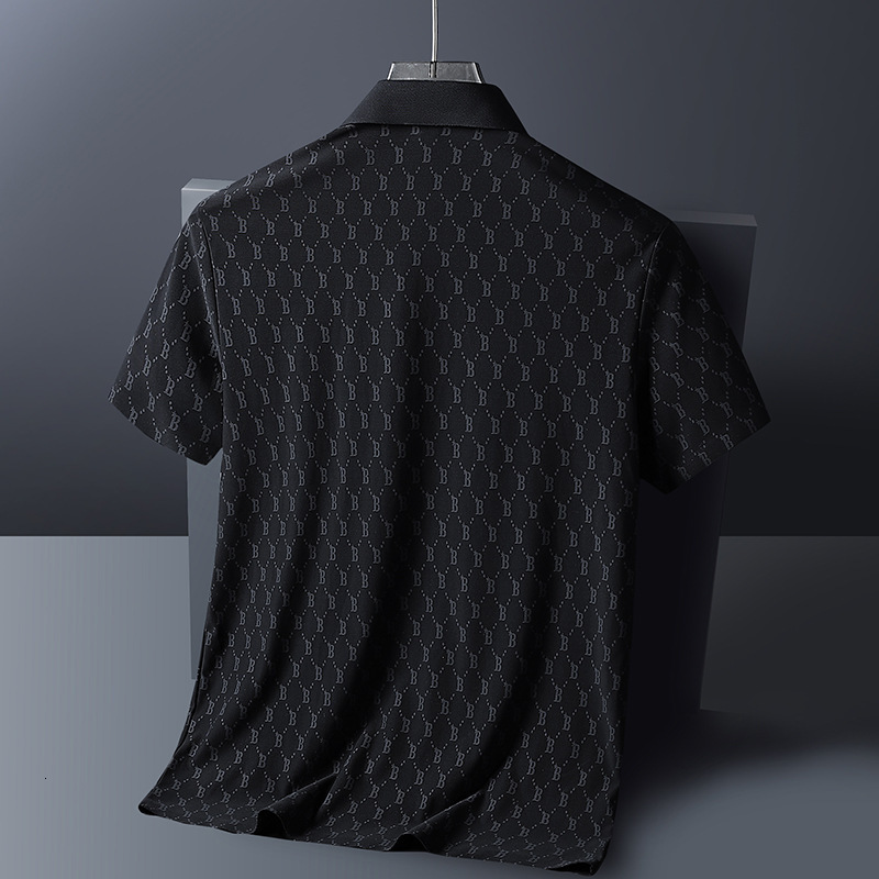 Luxury Brand Designer Clothes Summer Ice Silk Polo , Short-Sleeved T- For Men, Turn-Down Collar T- For Young And Middle-Aged Men, Stretchy, Casual And