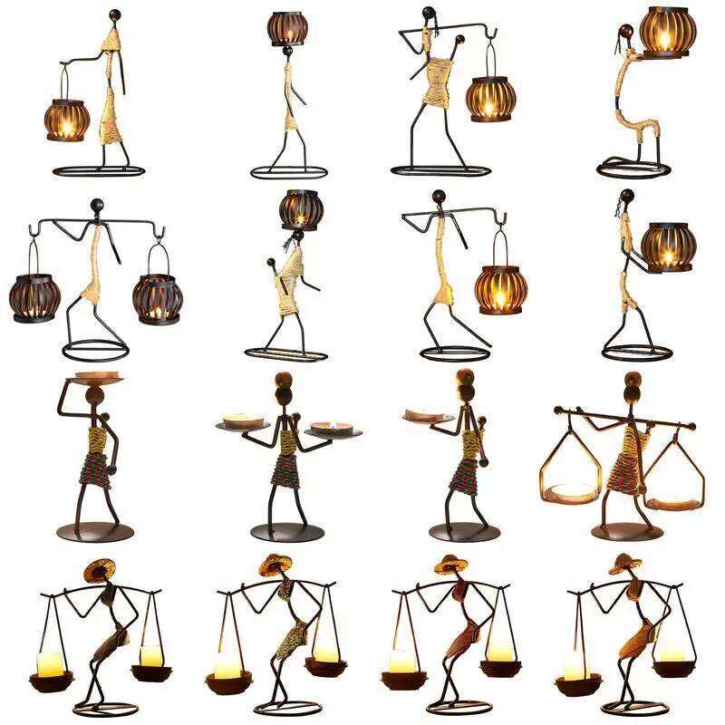Creative Iron Candle Holder African Metal Candlesticks Wedding Christmas Decoration Home Table Living Room Ornaments H260310