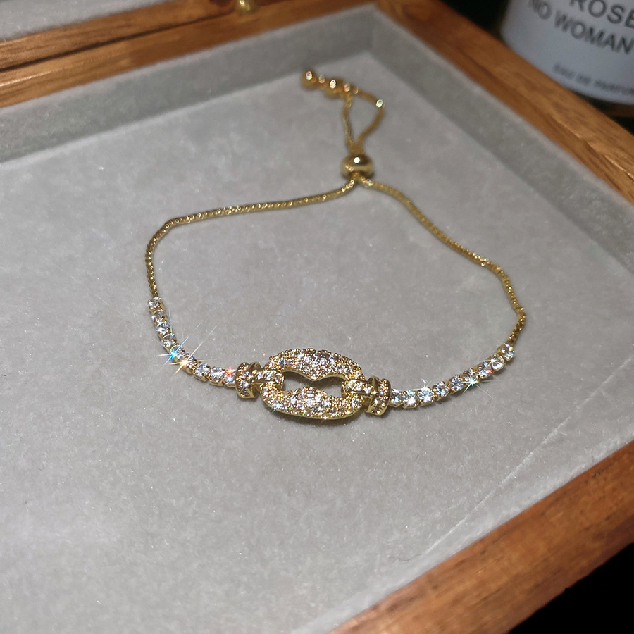 18k real gold plated zircon flower bracelet, exquisite, sweet, fashionable elegant, light luxury and high-end jewelry for women - view 7