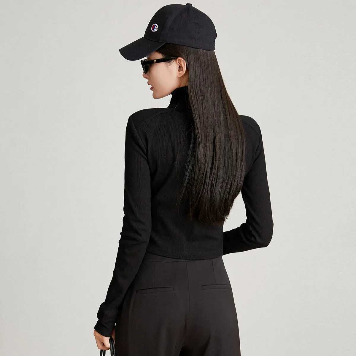 LOUISYAO Fashion Double Zipper High Collar Cardigan 2025 Spring Autumn Women Slim Knitted Sweater CoatT260310