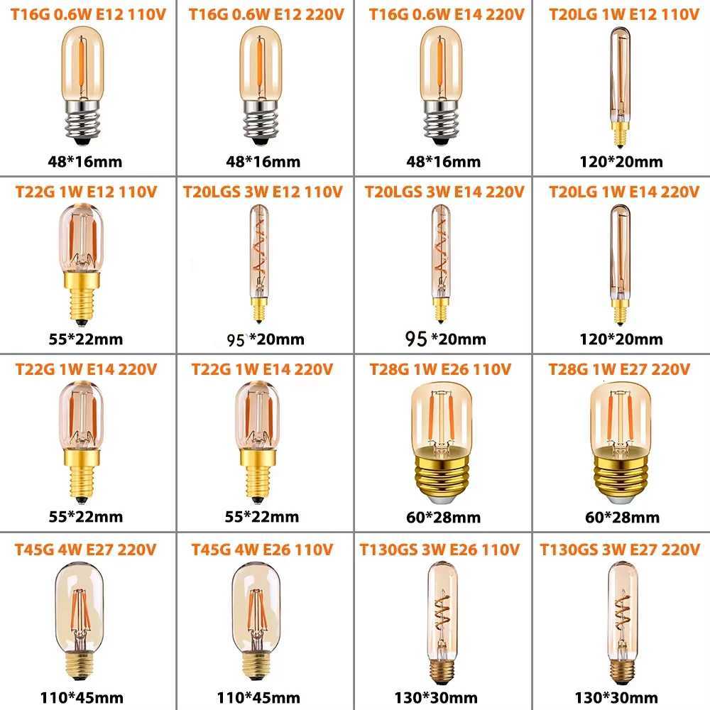 E14 E27 LED Bulb 220V Vintage Edison Filament Light Ampoule Lighting Candle Tube Lava Lamp Chandelier Replace Bulbs Home decor H260310