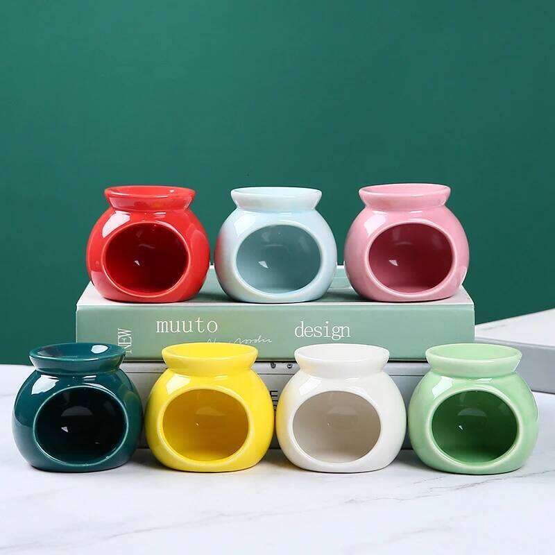 Porcelain Aroma Burner Essential Oil Furance Mini Candle Holder Solid Color Ceramic Crafts Fragrance Item Living Room Home Decor H260310