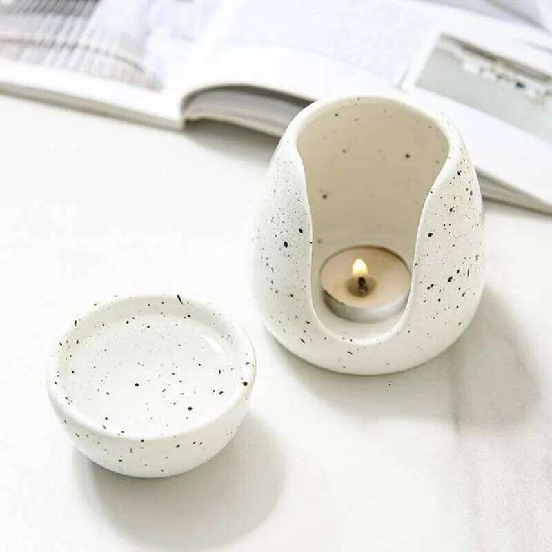 Nordic Style White Porcelain Essential Oil Furnance Aroma Burner Candle Holder Fragrance Lamp Home Decor H260310
