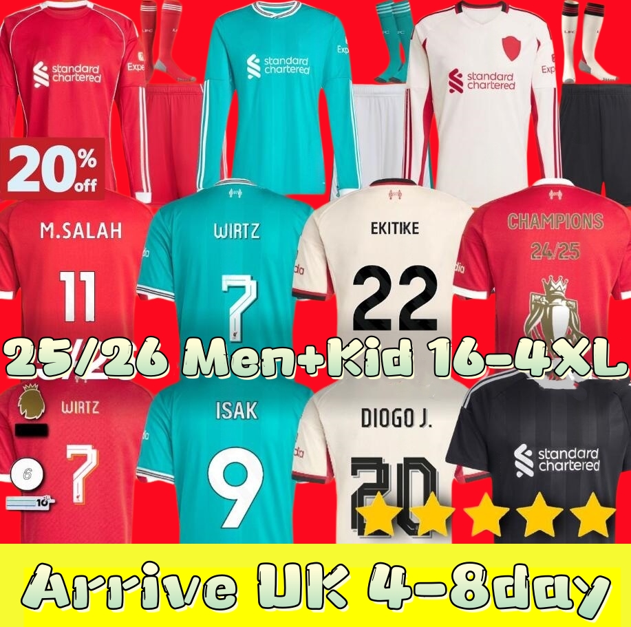 LFC Soccer Jersey ISAK WIRTZ liverpool jersey EkitikE DIOGO J. liverpool 26 27 frimpong Kerkez liverpool kit 25 26 Salah liverpooll jersey 25 26 men kids kits