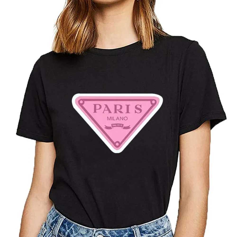 Fashion Paris Printed Short Sleeved Shirt Women Hip Hop Casual T-shirt Short Sleeved Round Neck Casual Top Autumn and WinterT260310