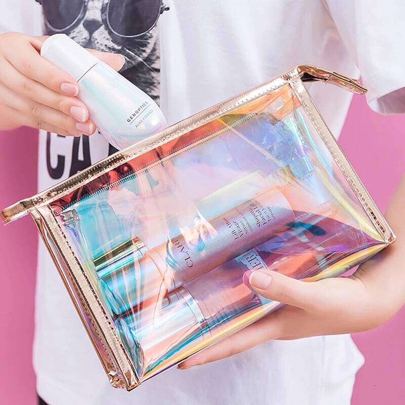 Colorful Holographic Women Cosmetic Bag TPU Clear Makeup Beauty Organizer Pouch XJ260310
