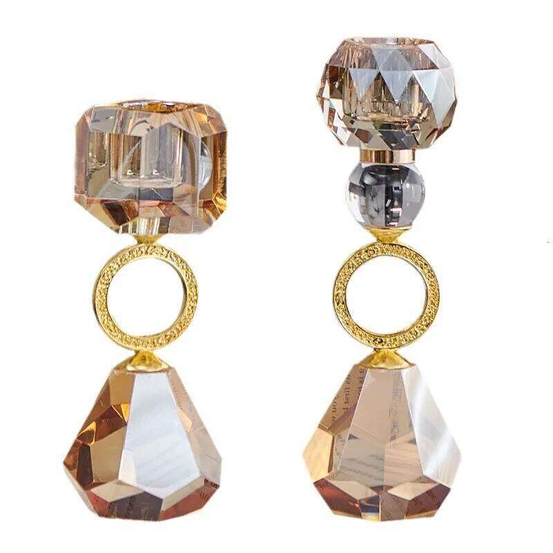 Crystal Champagne Color Decoration Home Metal Aromatherapy Candle Holder Creative Atmosphere Photo H260310