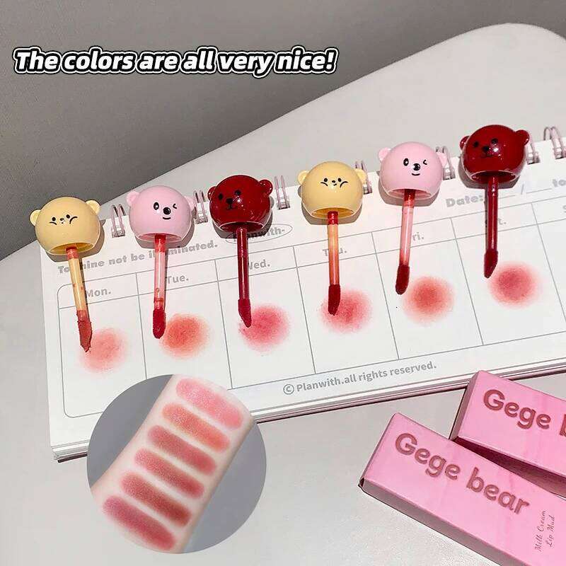 Gege bear candied haws on a stick Matte Velvet Lip Glaze, Natural Long-Lasting lipstick birthday gifts Z260310