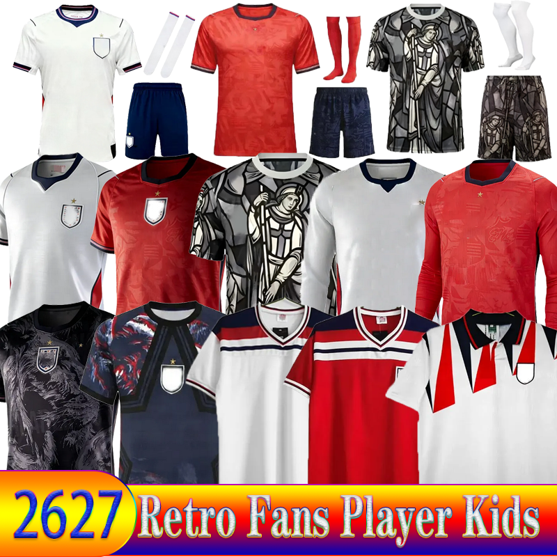 2026 2027 England Soccer Jerseys KANE STERG RASHFORD SANCHO GREALISH MOUNT FODEN HENDERSON 25 26 27 National Football Shirt Men Full Sets Fans Player KIDS Retro888