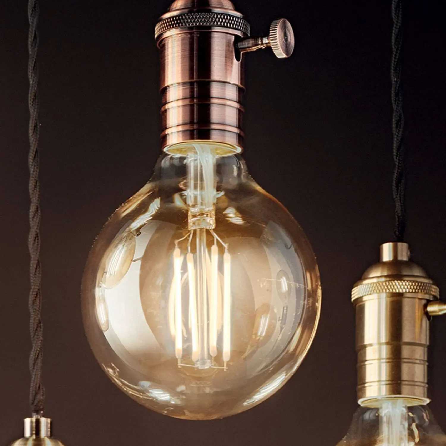 LED Edison Filament Light Retr Bulb Brown Golden G95 4W 6W 8W 2700K Dimmable E27 AC 220V 110V Dimmer Restaurant Bedroom H260310