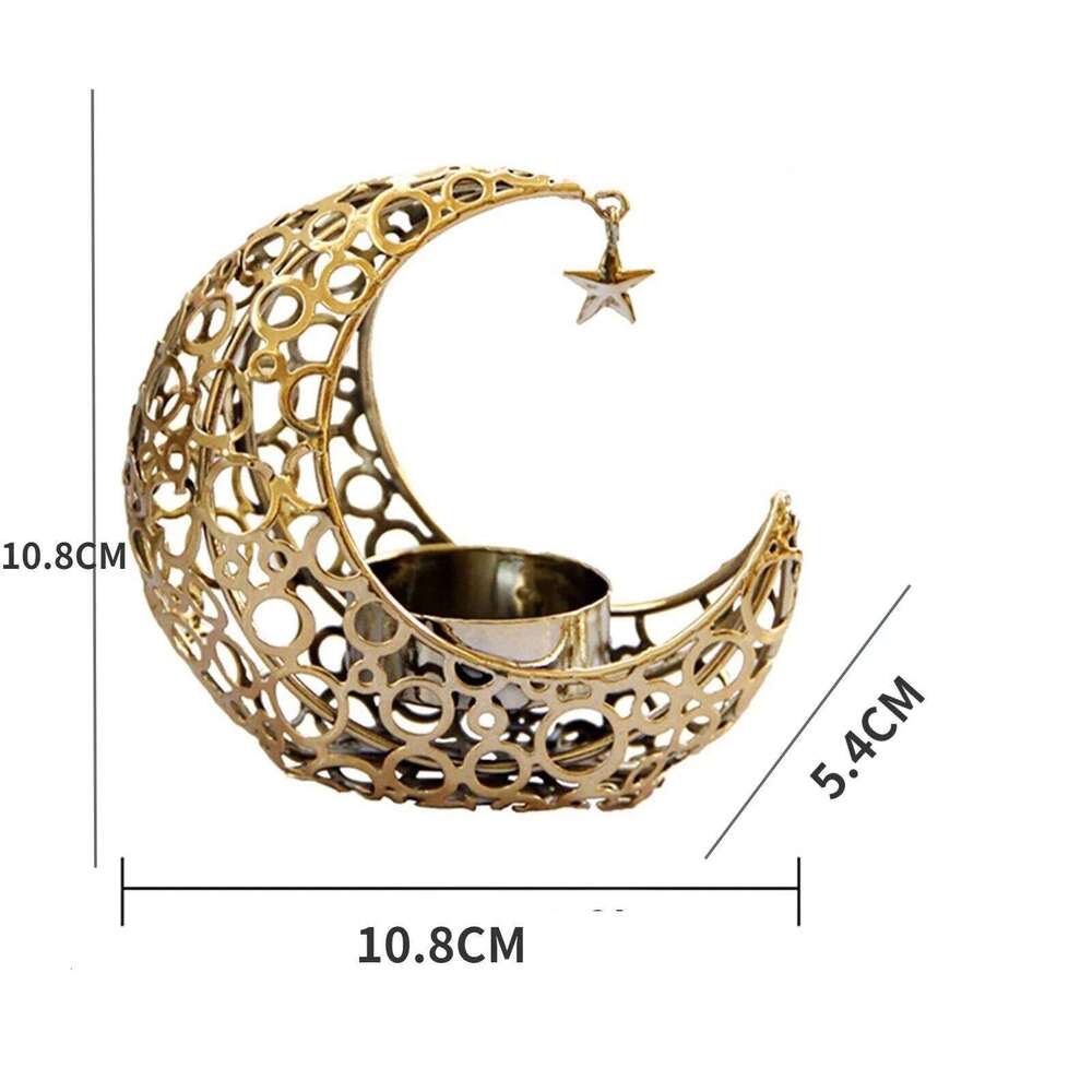 New Crystal Pillar Shaped Metal Moon Candle Stand Decorative Candlestick Holders For Table H260310